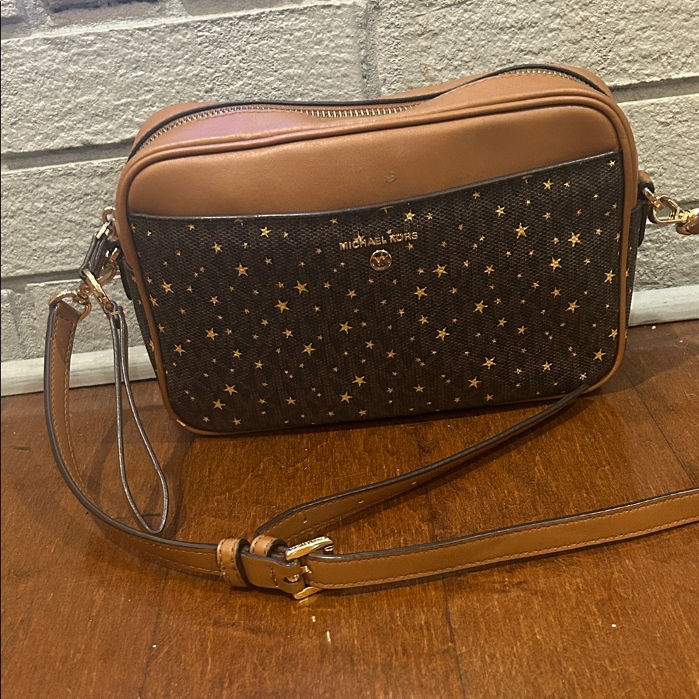 Michael Kors Tan and Black Star Crossbody Bag
